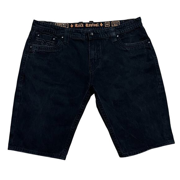 Rock Revival Mens Black Denim Steven Shorts Size 44 - Picture 1 of 8